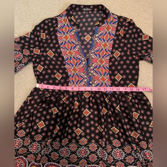 BeBop Bohemian Peasant Tunic Top Small-Antique Look Buttons Blue,White,Yellow - Picture 12 of 12